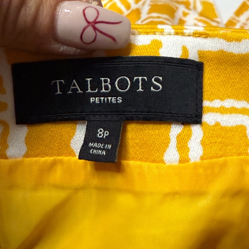 Talbots bright Yellow and white Checkered Skirt cotton in size 8P - Picture 11 of 11